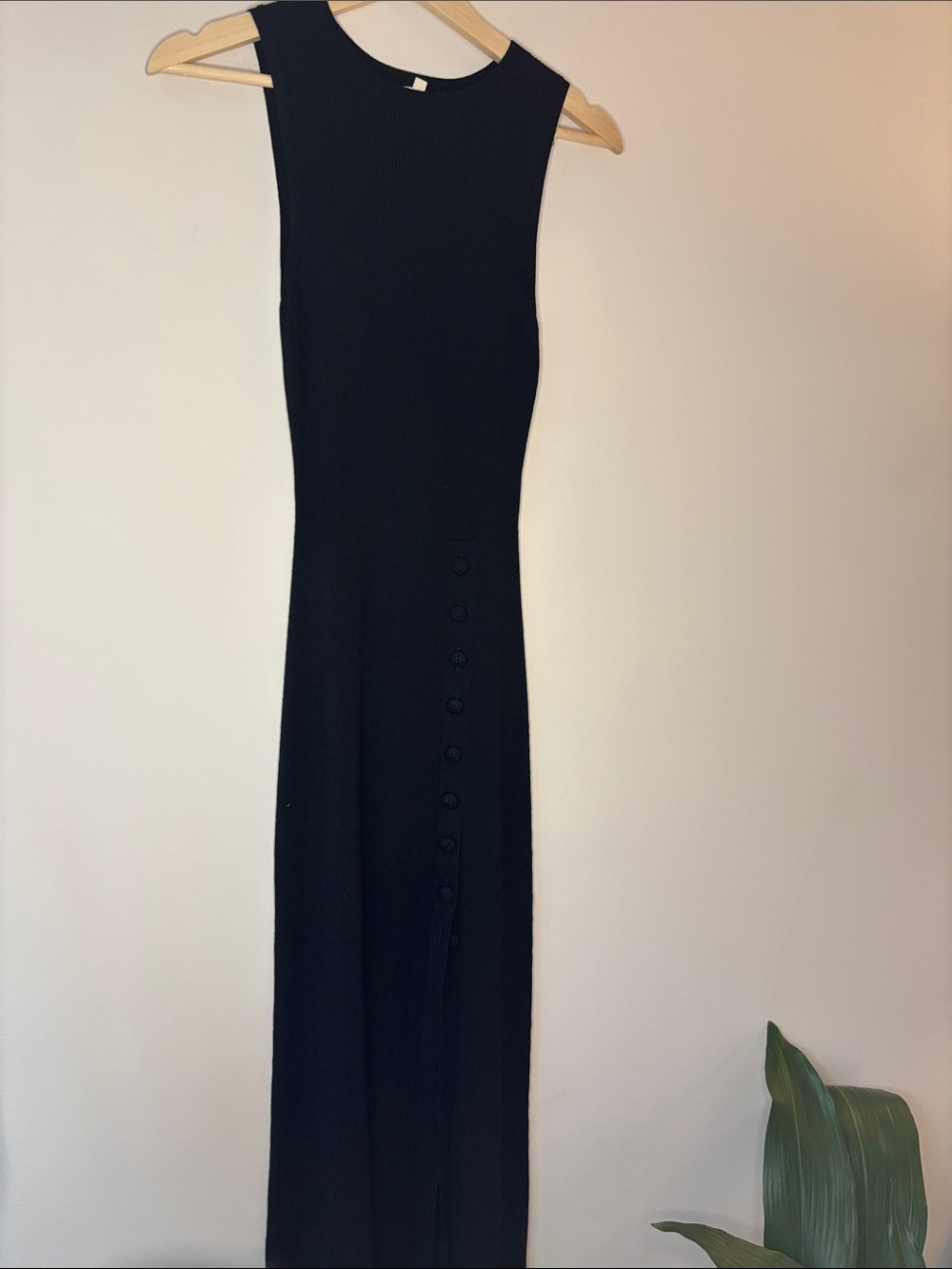Sezane Black Sleeveless Maxi Dress Side Button Placket - Picture 2 of 8